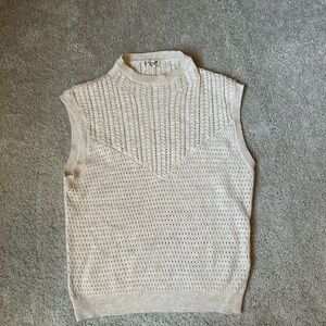 Free People Cream Sleeveless Knit Top